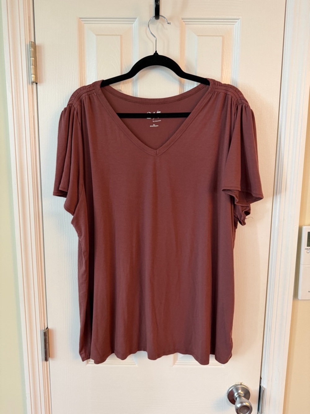Maurices Mauve V-Neck Flutter Sleeve Top